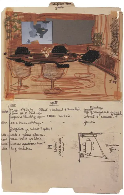 Szkic Florence Knoll, instrukcja dotyczaca zdjęcia reklamowego, 1961